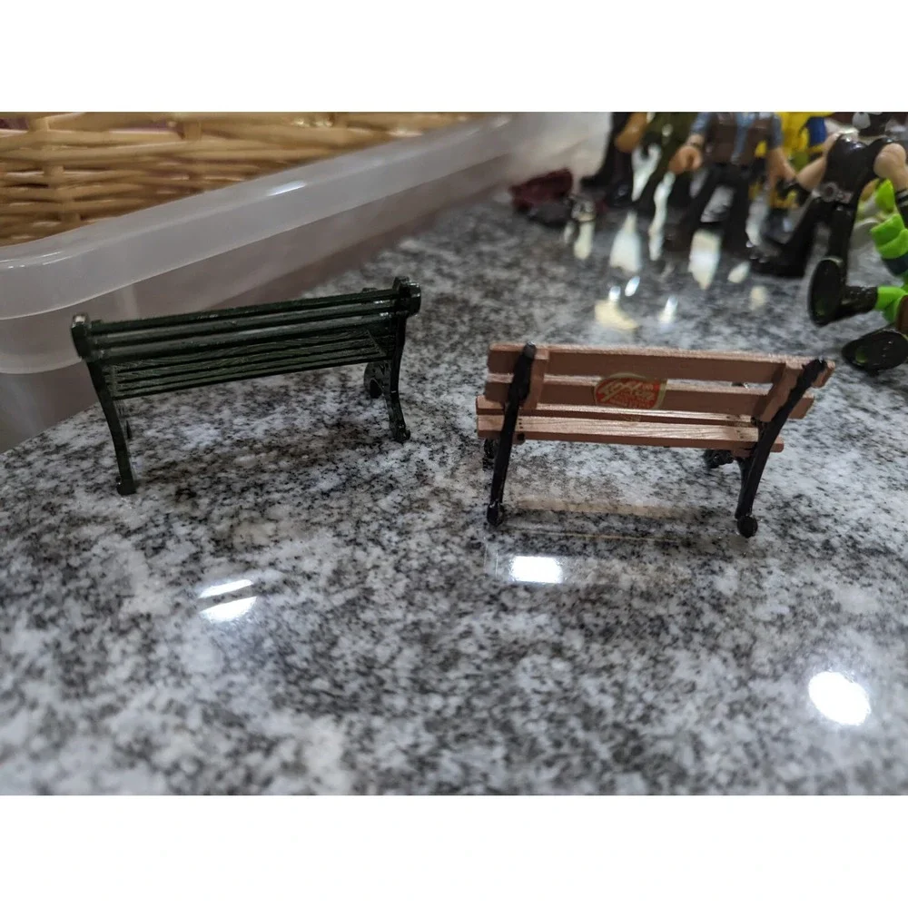 Vintage Dept. 56 & Lefton Metal Park Benches Christmas Snow Village